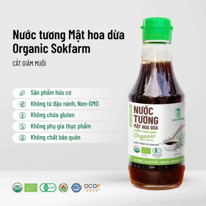 Nước tương mật hoa dừa organic Sokfarm 200ml - Hình ảnh 3