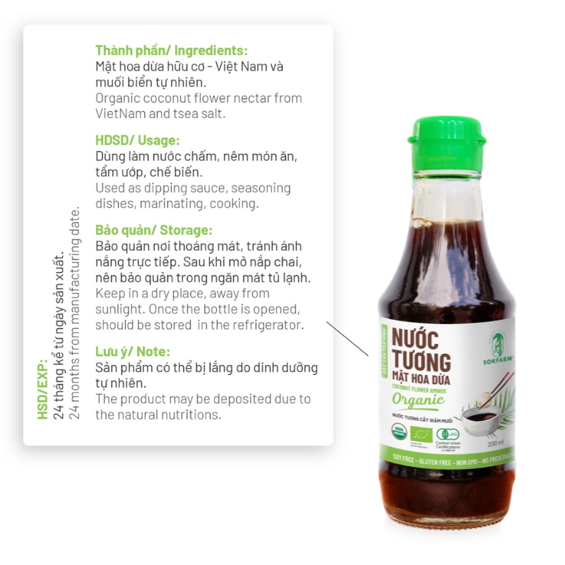 Nước tương mật hoa dừa organic Sokfarm 200ml - Hình ảnh 4
