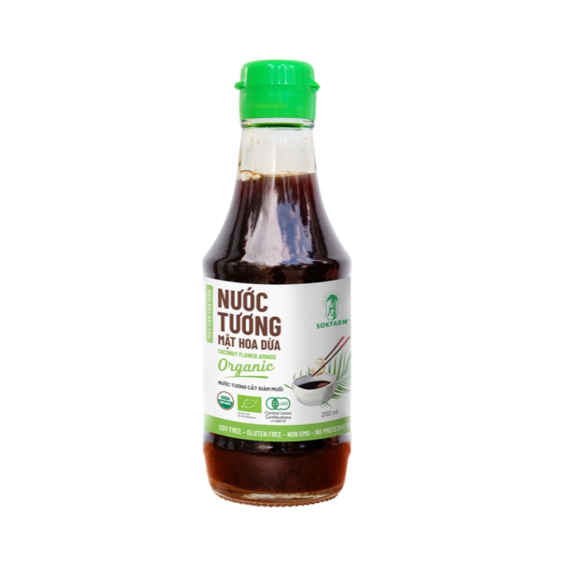 Nước tương mật hoa dừa organic Sokfarm 200ml